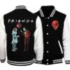 Pennywise With Joker Friends Horror Movie Fans Baseball Jacket - livanniestore Store