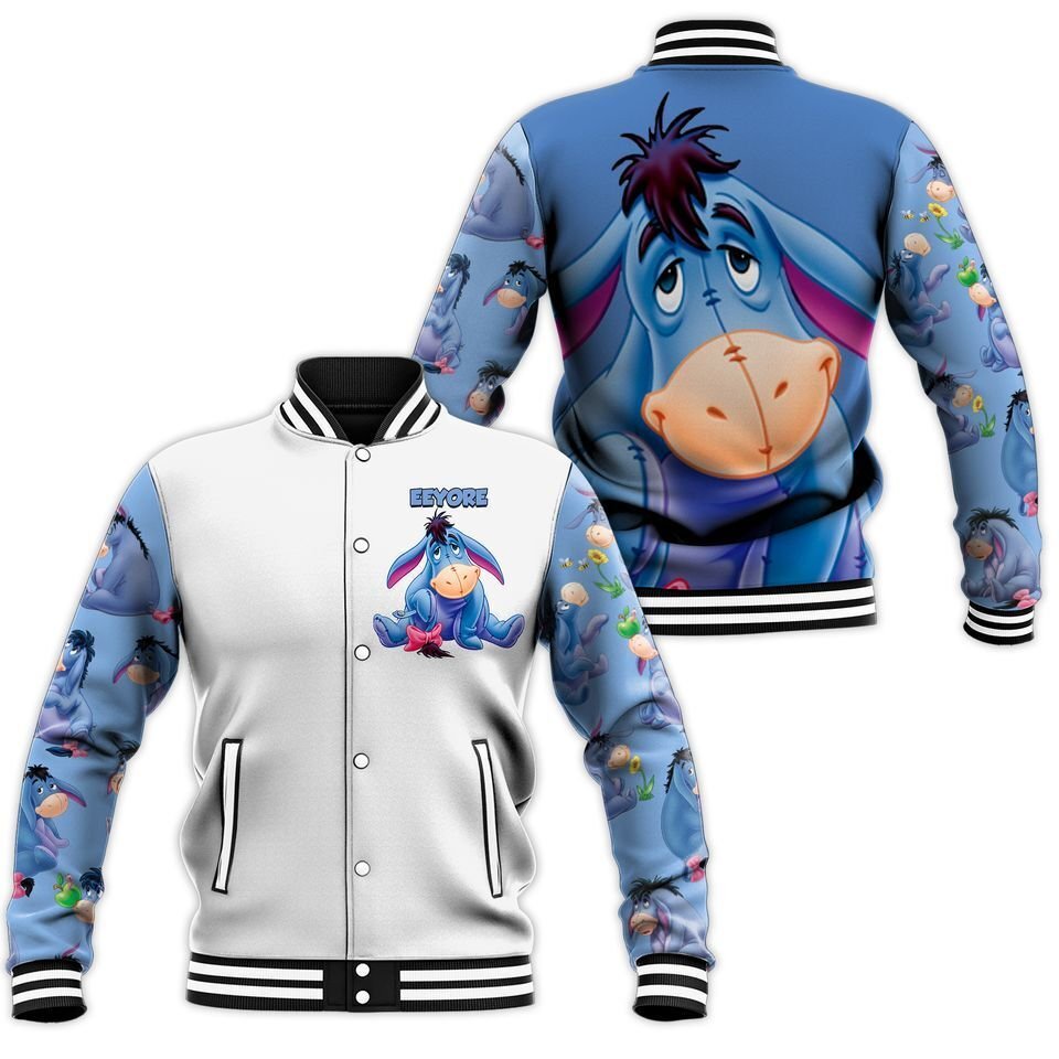 Moody Eeyore Donkey Winnie The Pooh Cartoon Fans Gift Baseball Jacket - livanniestore Store