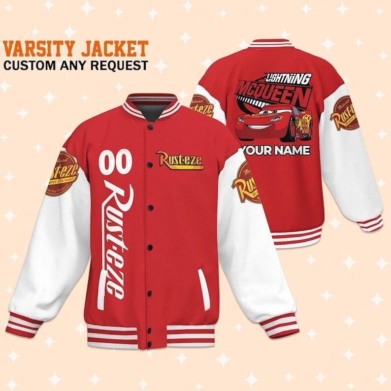 Personalized Cars Mcqueen Baseball Jacket,Disney Lightning Mcqueen Unisex Jacket - livanniestore Store