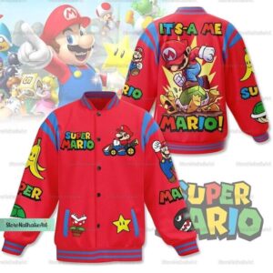 Personalized Super Mario Baseball Jacket, Custom Super Mario Unisex Jacket - livanniestore Store