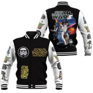 Star Wars Movie Characters May The Force Be With You Baseball Jacket - livanniestore Store