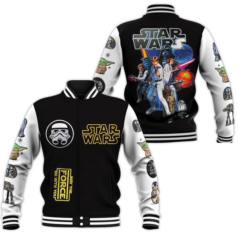 Star Wars Movie Characters May The Force Be With You Baseball Jacket - livanniestore Store
