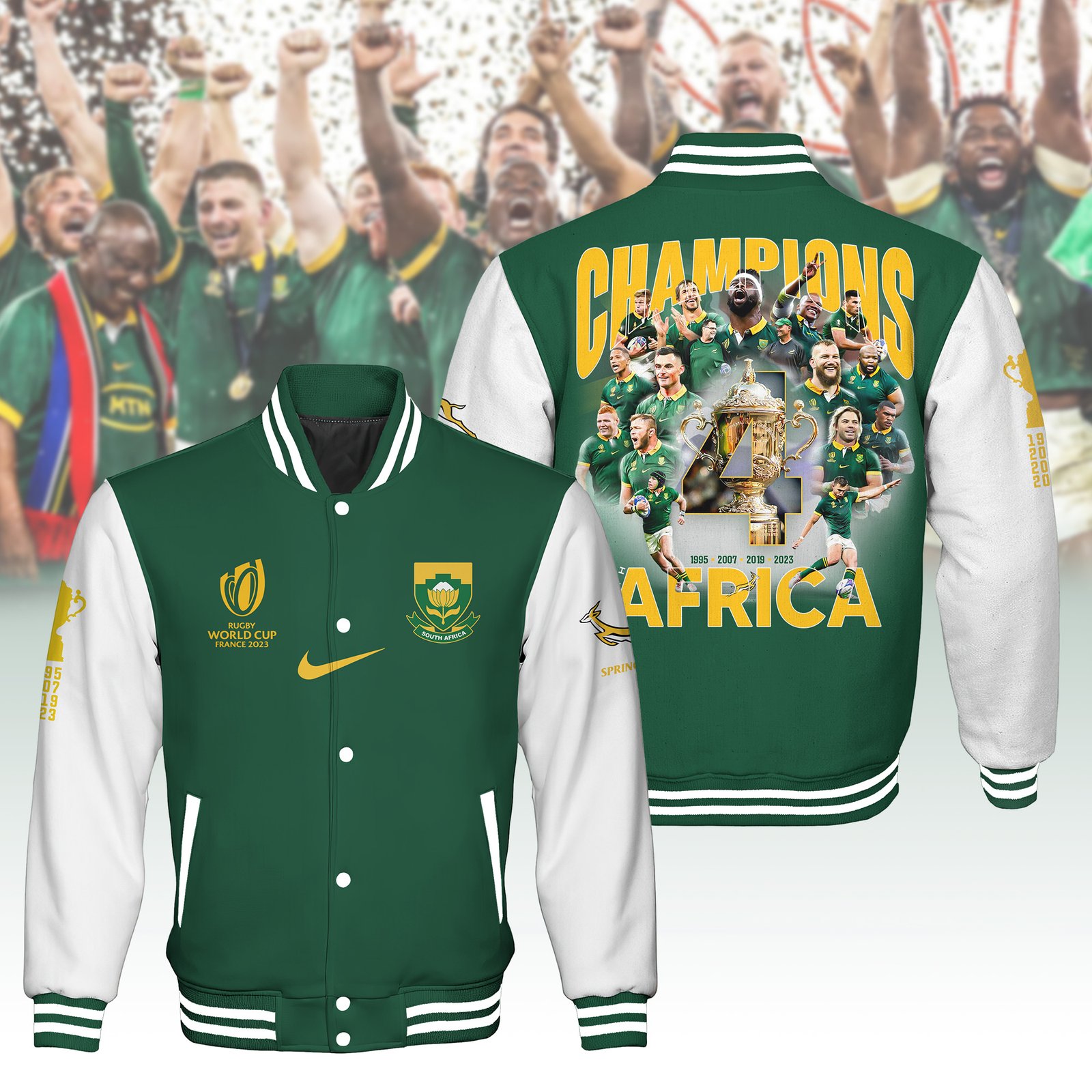?SOUTH AFRICA Rugby Worldcup 2023 CHAMPIONS Baseball Jacket Limited02 - livanniestore Store