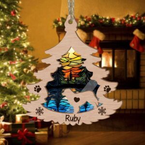 Custom Australian Shepherd Pine Tree Christmas Suncatcher Ornament - Custom Christmas Ornaments Gift For Dog Lover - livanniespoon
