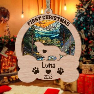Custom Cavalier King Charles Dog First Christmas Suncatcher Ornament - Christmas Ornaments Personalized Gift For Dog Lover - livanniespoon