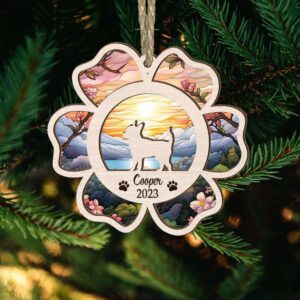 Custom Chihuahua (Short Hair) Flower Christmas Suncatcher Ornament - Christmas Ornaments Personalized Gift For Dog Lover - livanniespoon