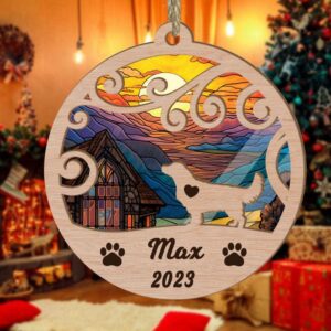 Custom Christmas Suncatcher Ornament Golden Retriever - Christmas Ornaments Personalized Gift For Dog Lover - livanniespoon