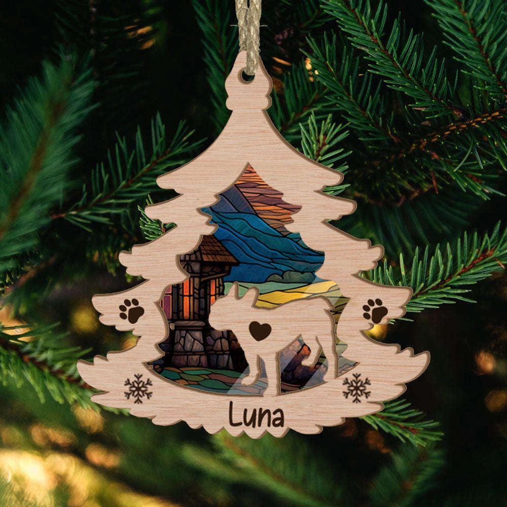 Custom French Bulldog Pine Tree Christmas Suncatcher Ornament - Custom Christmas Ornaments Gift For Dog Lover - livanniespoon