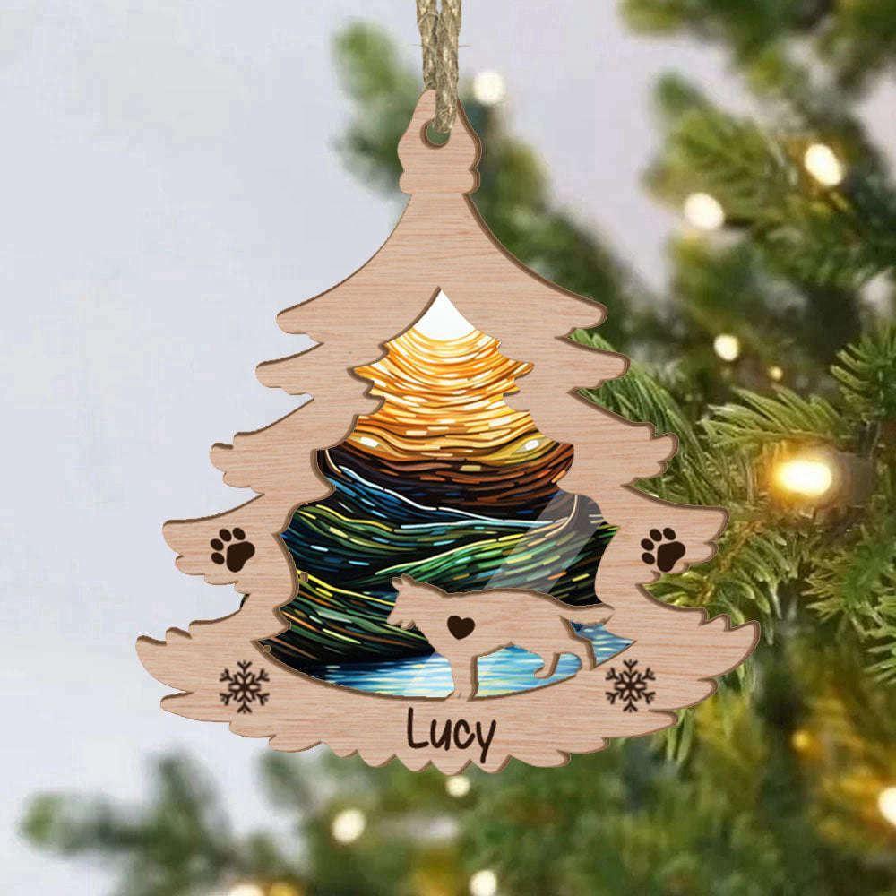 Custom German Shepherd Pine Tree Christmas Suncatcher Ornament - Custom Christmas Ornaments Gift For Dog Lover - livanniespoon