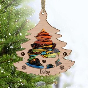 Custom Golden Retriever Pine Tree Christmas Suncatcher Ornament - Custom Christmas Ornaments Gift For Dog Lover - livanniespoon