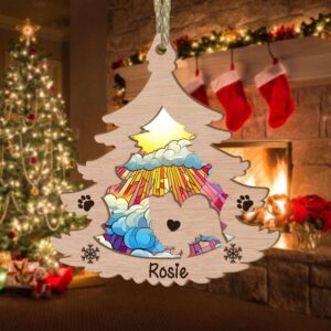 Custom Pomeranian Pine Tree Christmas Suncatcher Ornament - Custom Christmas Ornaments Gift For Dog Lover - livanniespoon