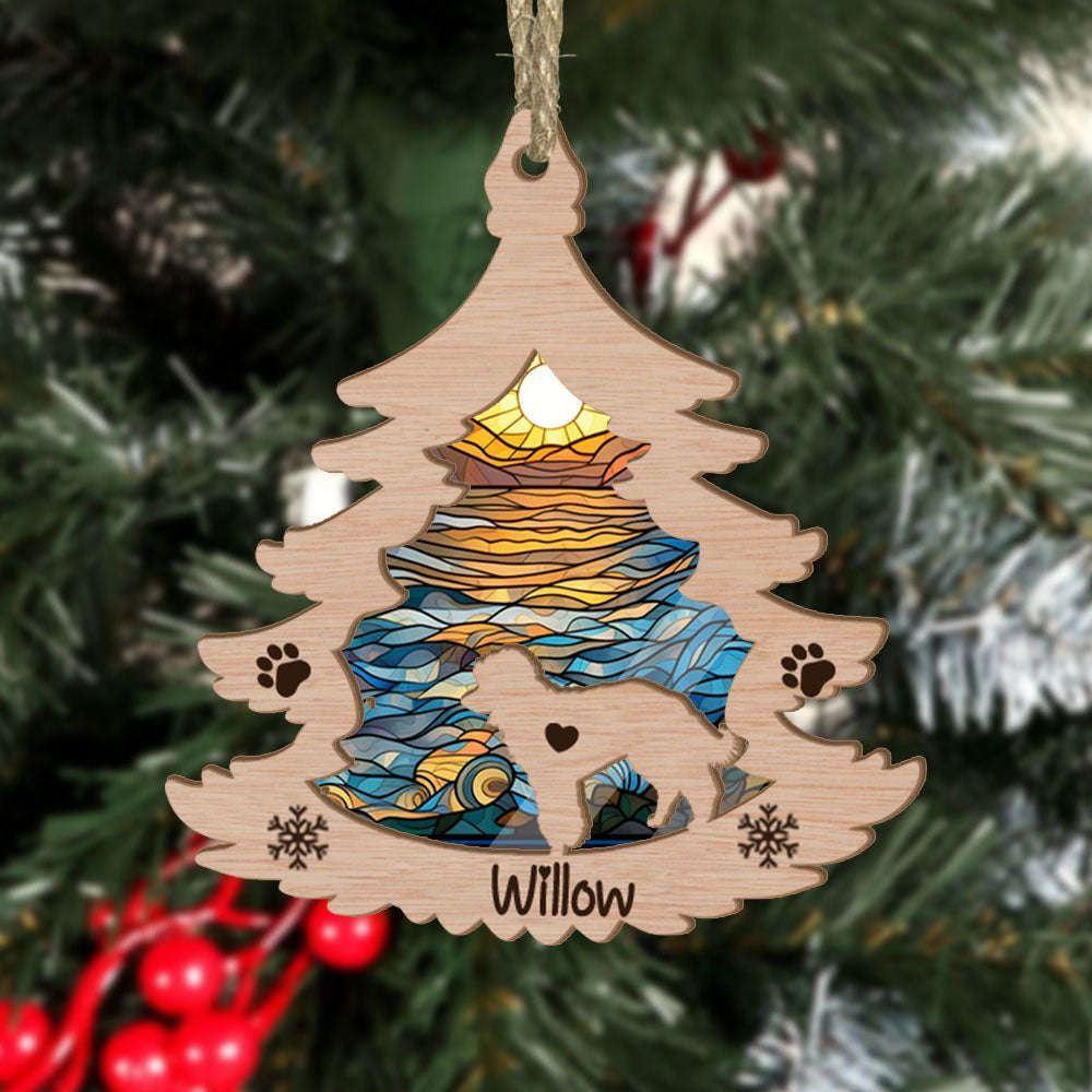 Custom Poodle Pine Tree Christmas Suncatcher Ornament - Custom Christmas Ornaments Gift For Dog Lover - livanniespoon