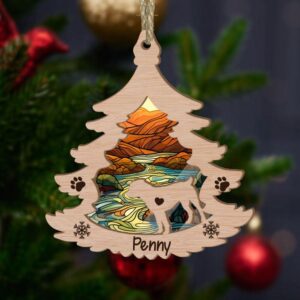 Custom Rottweiler Pine Tree Christmas Suncatcher Ornament - Custom Christmas Ornaments Gift For Dog Lover - livanniespoon