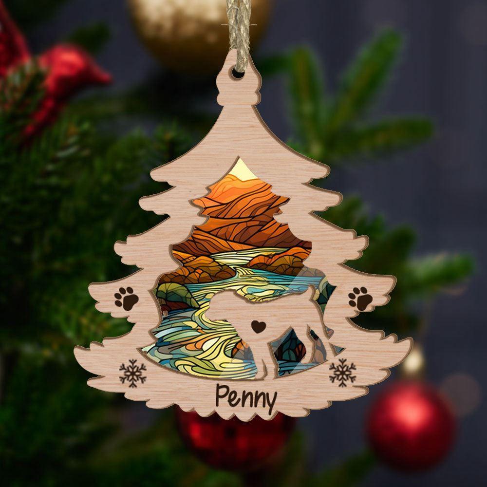 Custom Rottweiler Pine Tree Christmas Suncatcher Ornament - Custom Christmas Ornaments Gift For Dog Lover - livanniespoon
