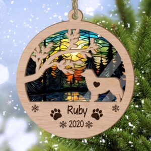 Personalized Australian Shepherd Circle Branch Tree Christmas Suncatcher Ornament - Christmas Ornaments Personalized Gift For Dog Lover - livanniespoon