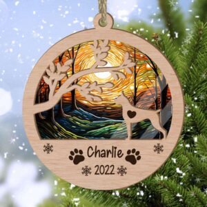 Personalized Boxer Cropped Ears Circle Branch Tree Christmas Suncatcher Ornament - Christmas Ornaments Personalized Gift For Dog Lover - livanniespoon
