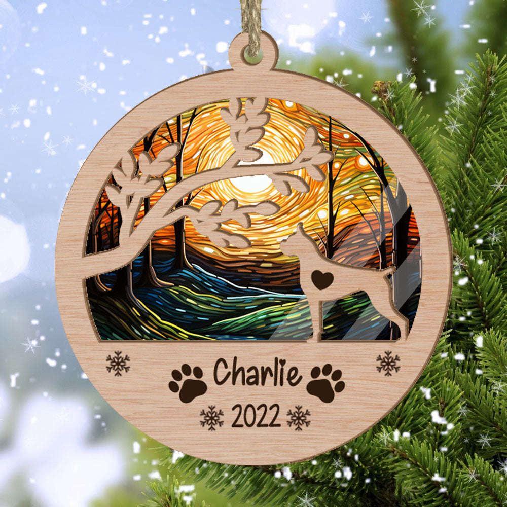 Personalized Boxer Cropped Ears Circle Branch Tree Christmas Suncatcher Ornament - Christmas Ornaments Personalized Gift For Dog Lover - livanniespoon