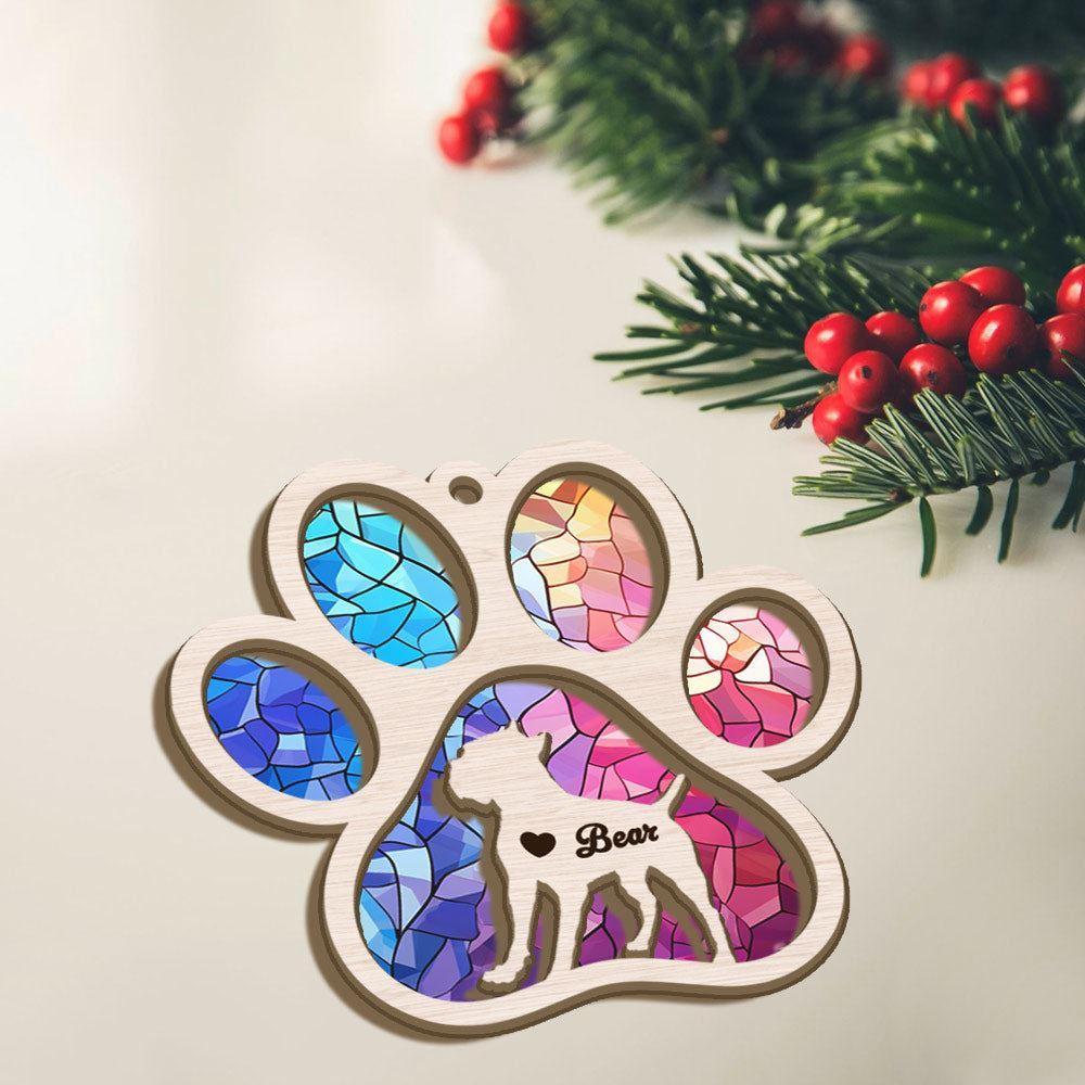 Personalized Cane Corso Paw Rianbow Christmas Suncatcher Ornament - Custom Christmas Ornaments Gift For Dog Lover - livanniespoon - Image 2