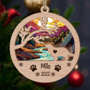 Personalized Cavalier King Charles Circle Branch Tree Christmas Suncatcher Ornament - Christmas Ornaments Personalized Gift For Dog Lover - livanniespoon