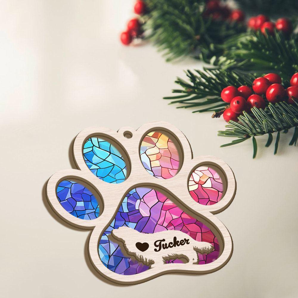 Personalized Cavalier King Charles Paw Rianbow Christmas Suncatcher Ornament - Custom Christmas Ornaments Gift For Dog Lover - livanniespoon - Image 2