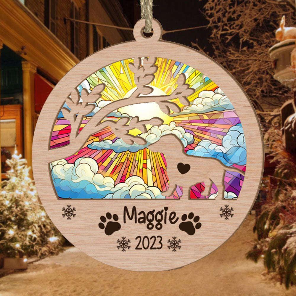 Personalized Dachshund(Short Hair) Circle Branch Tree Christmas Suncatcher Ornament - Christmas Ornaments Personalized Gift For Dog Lover - livanniespoon