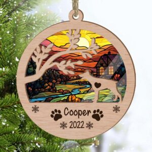 Personalized Doberman Pinscher Circle Branch Tree Christmas Suncatcher Ornament - Christmas Ornaments Personalized Gift For Dog Lover - livanniespoon