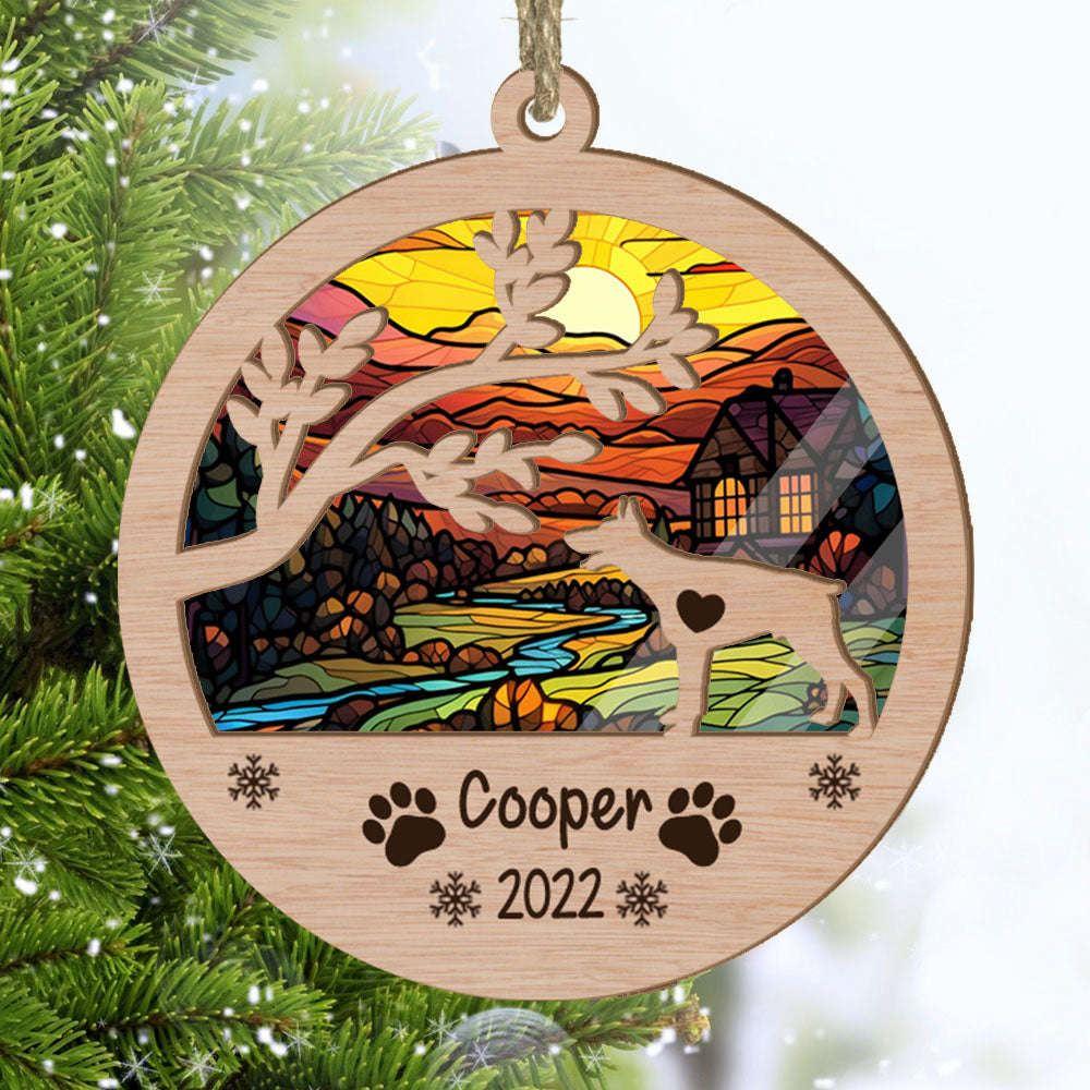 Personalized Doberman Pinscher Circle Branch Tree Christmas Suncatcher Ornament - Christmas Ornaments Personalized Gift For Dog Lover - livanniespoon