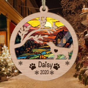 Personalized Golden Retriever Circle Branch Tree Christmas Suncatcher Ornament - Christmas Ornaments Personalized Gift For Dog Lover - livanniespoon