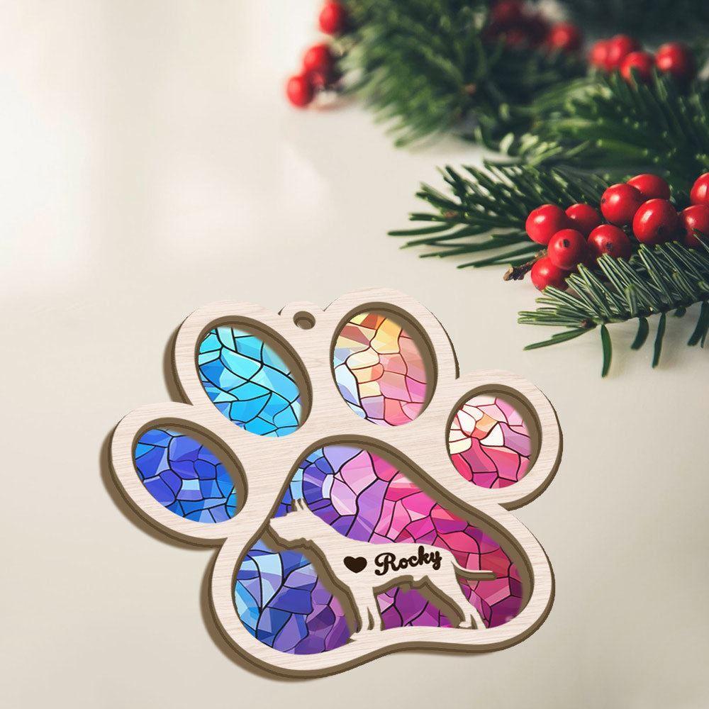 Personalized Great Dane Paw Rianbow Christmas Suncatcher Ornament - Custom Christmas Ornaments Gift For Dog Lover - livanniespoon - Image 2
