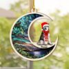 Personalized Husky Sit On The Moon Suncatcher Ornament - Christmas Ornaments Personalized Gift For Dog Lover - livanniespoon