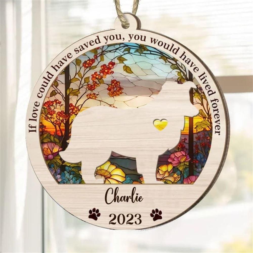 Personalized Memorial Shetland Sheepdog Suncatcher Ornament - Custom Christmas Ornaments Gift For Dog Lover - livanniespoon