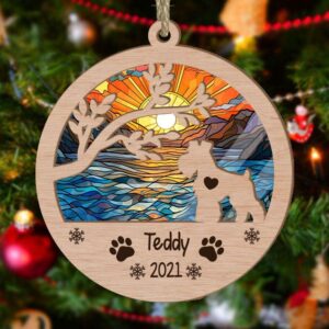 Personalized Mini Schnauzer(Docked Tail) Circle Branch Tree Christmas Suncatcher Ornament - Christmas Ornaments Personalized Gift For Dog Lover - livanniespoon