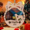 Personalized Orna Bow Australian Shepherd Christmas Suncatcher Ornament - Christmas Ornaments Personalized Gift For Dog Lover - livanniespoon