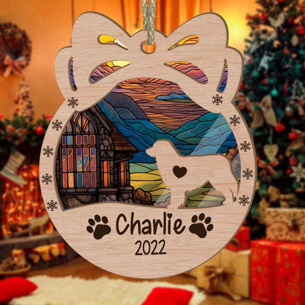 Personalized Orna Bow Australian Shepherd Christmas Suncatcher Ornament - Christmas Ornaments Personalized Gift For Dog Lover - livanniespoon