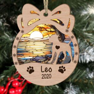 Personalized Orna Bow Cane Corso Christmas Suncatcher Ornament - Christmas Ornaments Personalized Gift For Dog Lover - livanniespoon