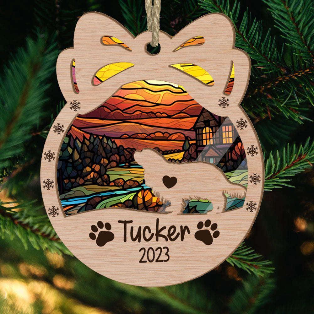 Personalized Orna Bow Cavalier King Charles Christmas Suncatcher Ornament - Christmas Ornaments Personalized Gift For Dog Lover - livanniespoon