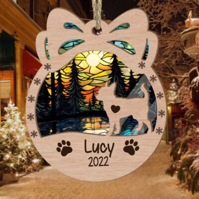 Personalized Orna Bow Chihuahua(Short Hair) Christmas Suncatcher Ornament - Christmas Ornaments Personalized Gift For Dog Lover - livanniespoon