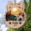 Personalized Orna Bow Doberman Pinscher Christmas Suncatcher Ornament - Christmas Ornaments Personalized Gift For Dog Lover - livanniespoon