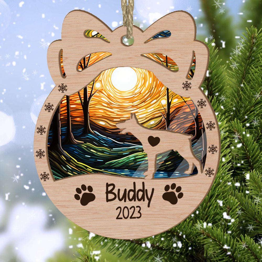 Personalized Orna Bow Doberman Pinscher Christmas Suncatcher Ornament - Christmas Ornaments Personalized Gift For Dog Lover - livanniespoon