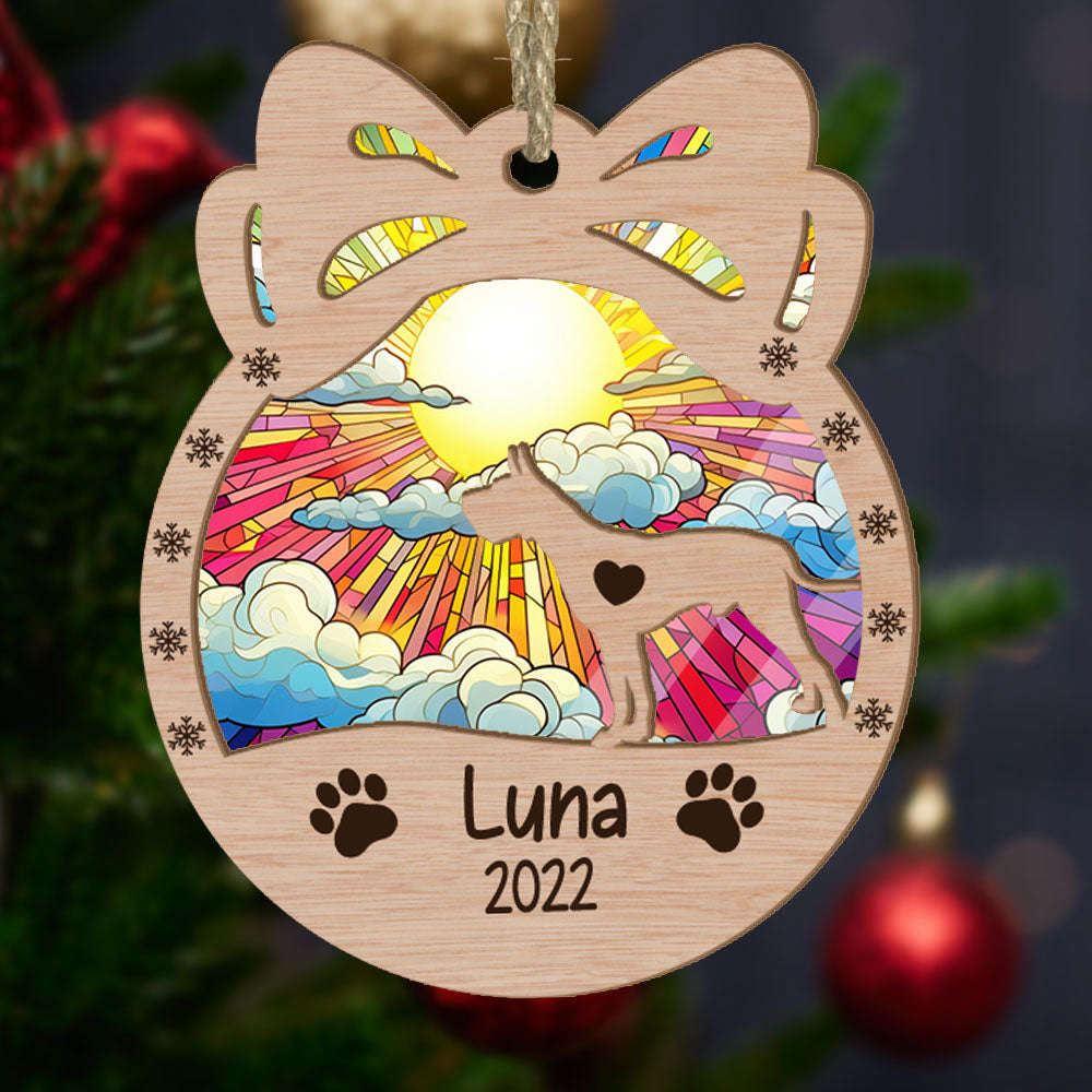 Personalized Orna Bow Great Dane Christmas Suncatcher Ornament - Christmas Ornaments Personalized Gift For Dog Lover - livanniespoon