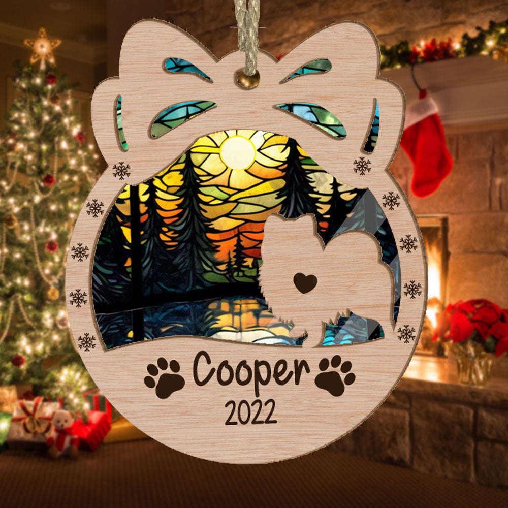 Personalized Orna Bow Pomeranian Christmas Suncatcher Ornament - Christmas Ornaments Personalized Gift For Dog Lover - livanniespoon