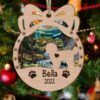 Personalized Orna Bow Shih Tzu Christmas Suncatcher Ornament - Christmas Ornaments Personalized Gift For Dog Lover - livanniespoon