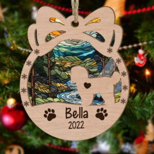 Personalized Orna Bow Shih Tzu Christmas Suncatcher Ornament - Christmas Ornaments Personalized Gift For Dog Lover - livanniespoon