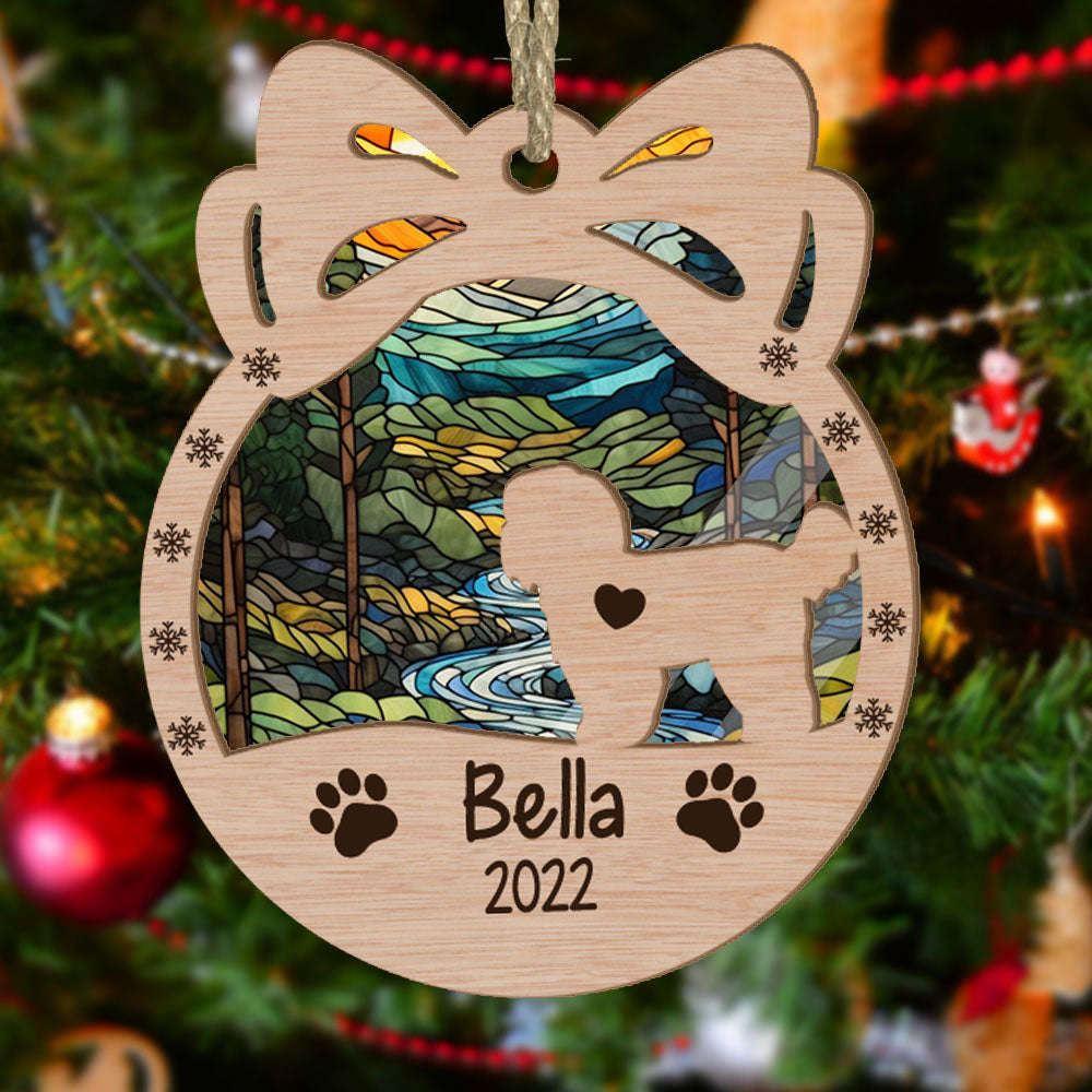 Personalized Orna Bow Shih Tzu Christmas Suncatcher Ornament - Christmas Ornaments Personalized Gift For Dog Lover - livanniespoon