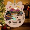 Personalized Orna Bow Yorkshire Terrier Christmas Suncatcher Ornament - Christmas Ornaments Personalized Gift For Dog Lover - livanniespoon