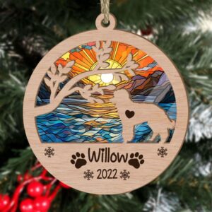 Personalized Poodle Circle Branch Tree Christmas Suncatcher Ornament - Christmas Ornaments Personalized Gift For Dog Lover - livanniespoon