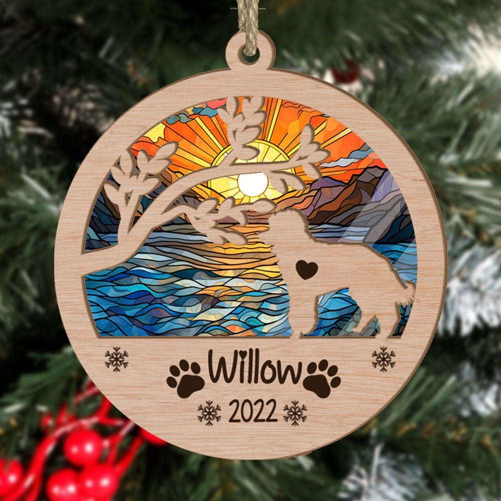 Personalized Poodle Circle Branch Tree Christmas Suncatcher Ornament - Christmas Ornaments Personalized Gift For Dog Lover - livanniespoon