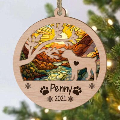Personalized Rottweiler Circle Branch Tree Christmas Suncatcher Ornament - Christmas Ornaments Personalized Gift For Dog Lover - livanniespoon