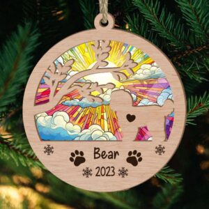 Personalized Shih Tzu Circle Branch Tree Christmas Suncatcher Ornament - Christmas Ornaments Personalized Gift For Dog Lover - livanniespoon