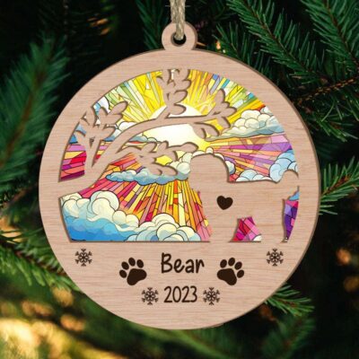 Personalized Shih Tzu Circle Branch Tree Christmas Suncatcher Ornament - Christmas Ornaments Personalized Gift For Dog Lover - livanniespoon